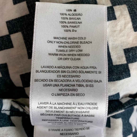 MICHAEL Michael Kors Navy White Cotton Button Down Printed Career Blouse Top S - Picture 10 of 10